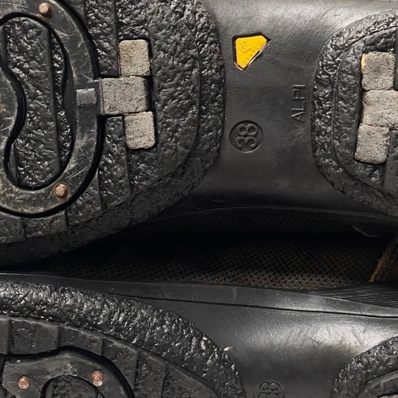 Olang Brown Nylon 100% Wool Lined Winter Boots With Built In Ice Grips Spikes - Picture 15 of 16